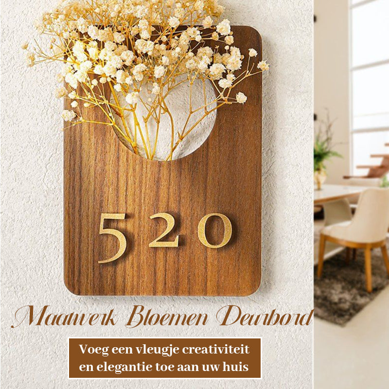 Maatwerk Bloemen Deurbord（Inclusief sensorlampje）