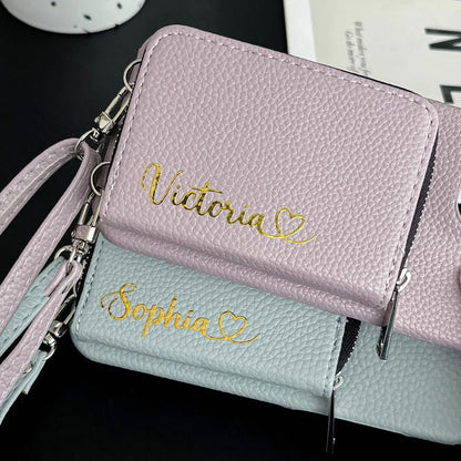 Gepersonaliseerde lederen portemonnee Crossbody telefoonhoesje voor iPhone