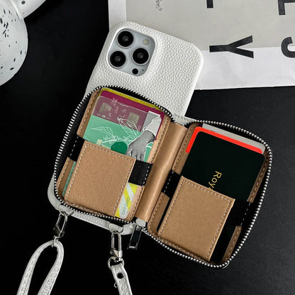 Gepersonaliseerde lederen portemonnee Crossbody telefoonhoesje voor iPhone